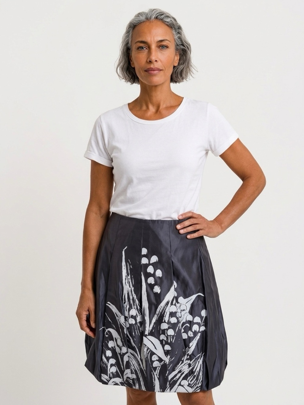 VERA WANG stunning painted semi bubble Slate Grey Skirt